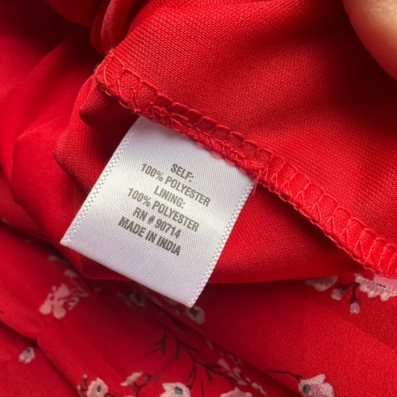 🔥MSK Tiered Balloon Sleeve Flowy Floral Red Dress - Picture 6 of 7